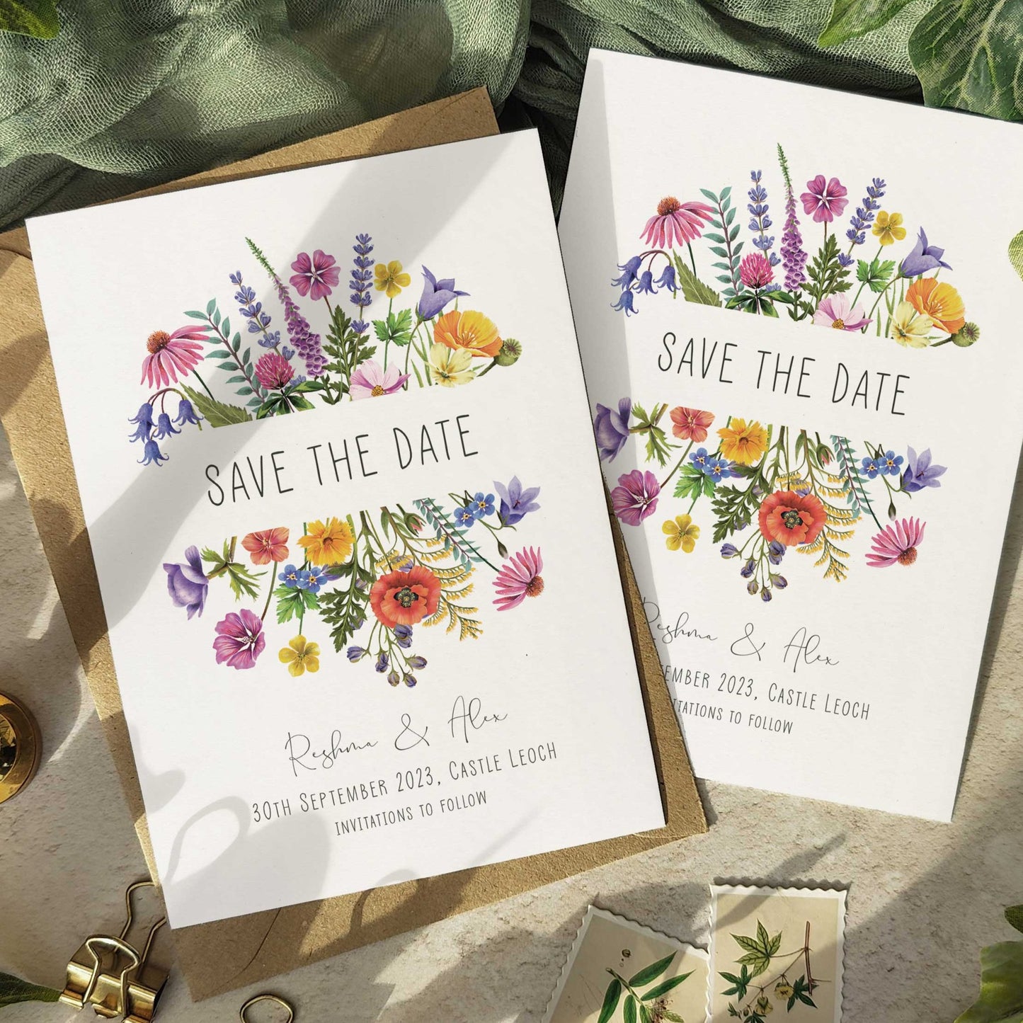 Colourful Flowers Save The Date Card