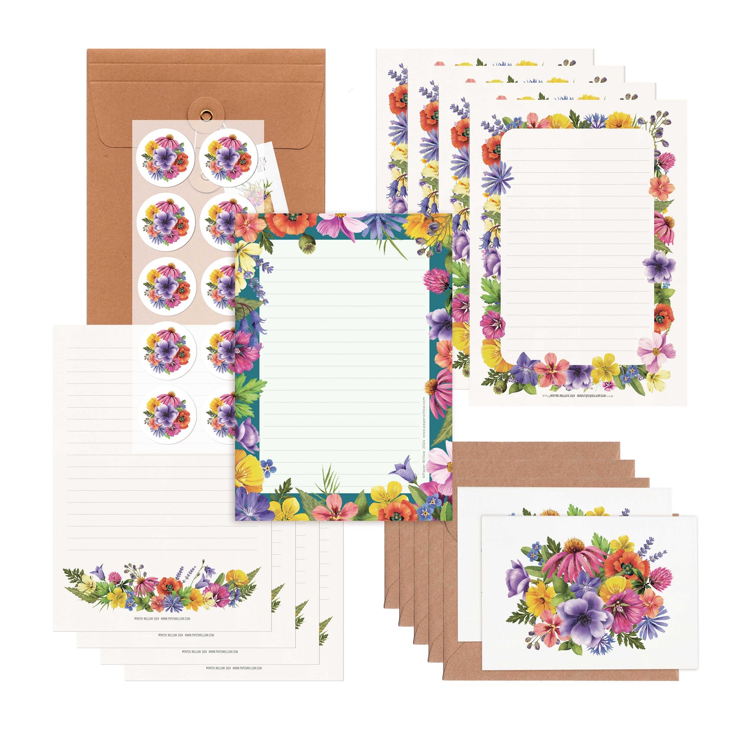 Colourful Flowers Letter Writing Set