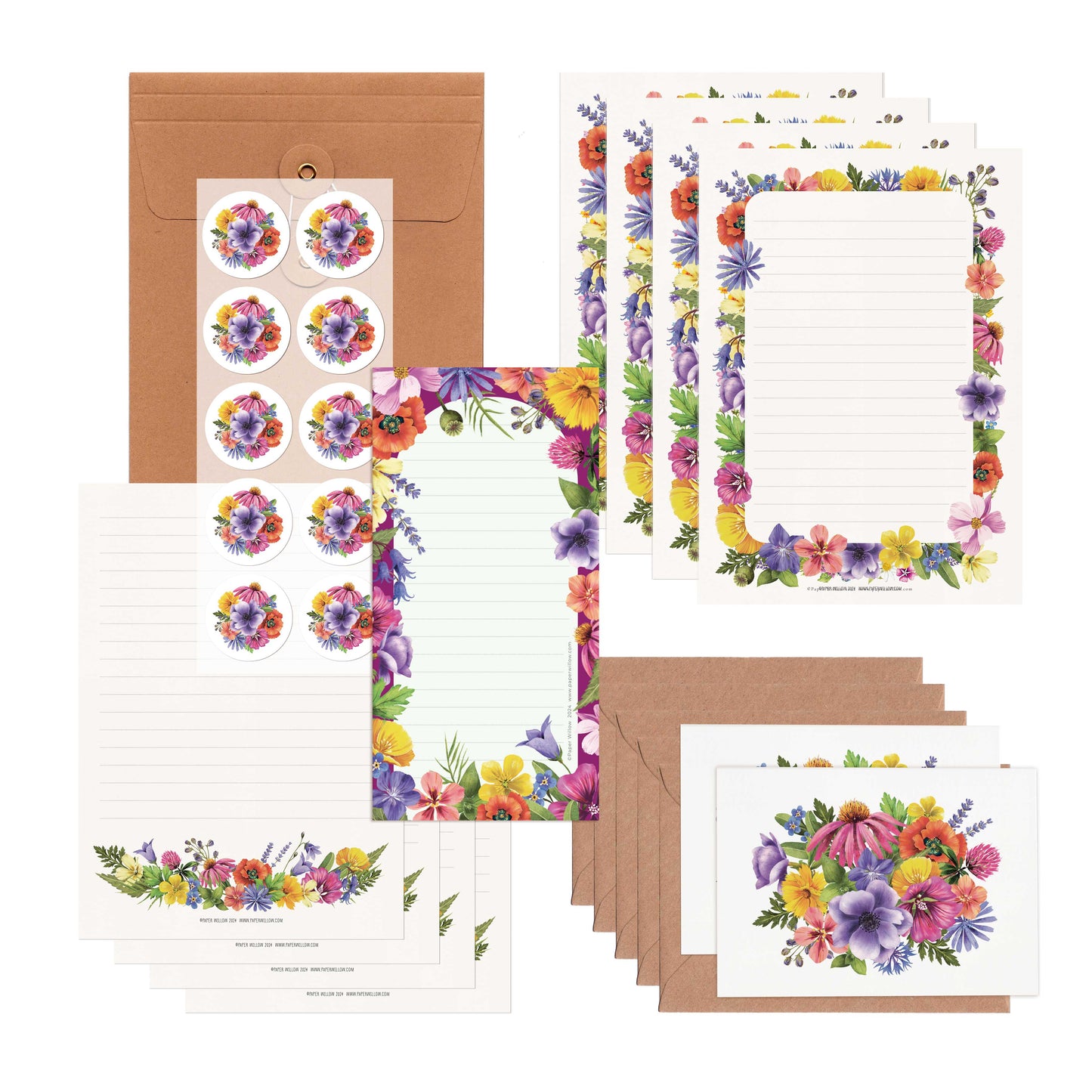 Colourful Flowers Letter Writing Set