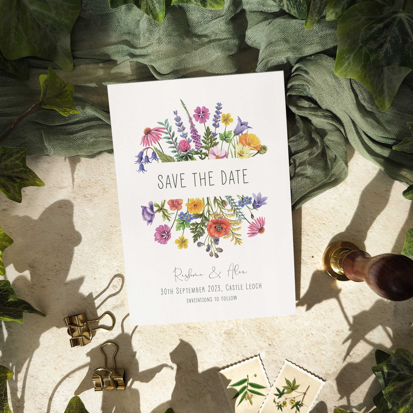 Colourful Flowers Save The Date Card