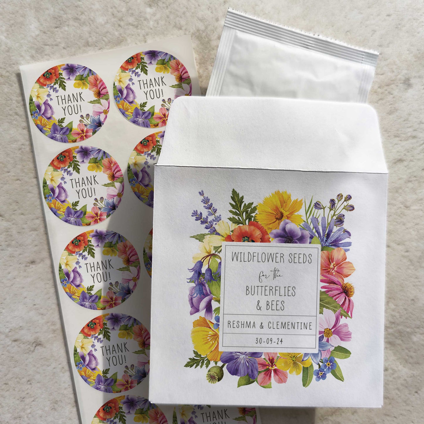 Colourful Flowers Seed Packet Favours (Pack of 10)