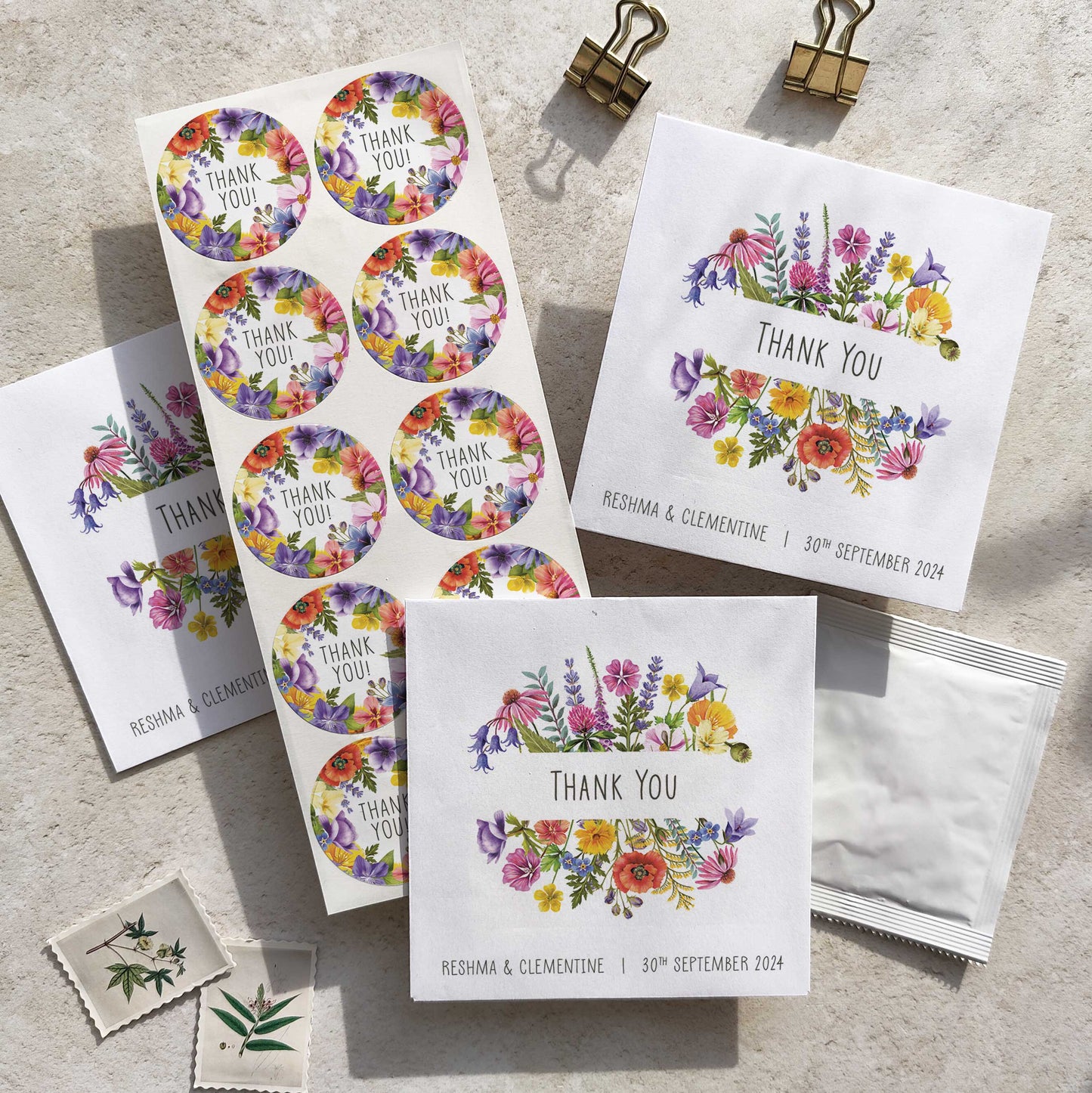 Colourful Flowers Seed Packet Favours (Thank you)(Pack of 10)