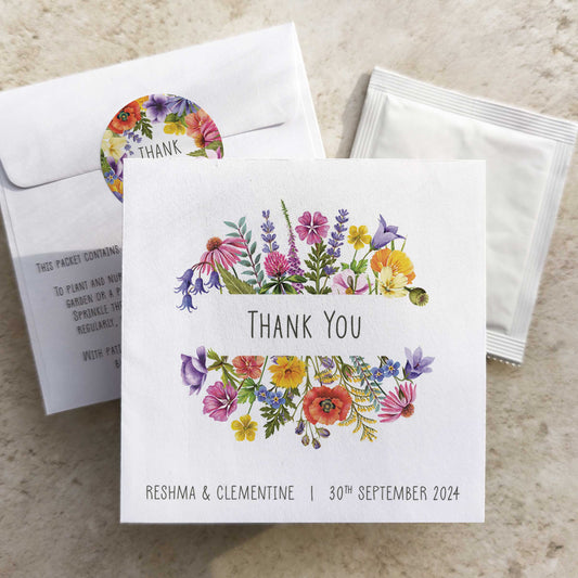 Colourful Flowers Seed Packet Favours (Thank you)(Pack of 10)