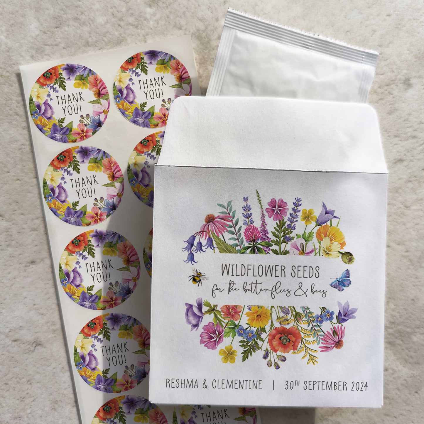 Colourful Flowers Seed Packet Favours (For the bees)(Pack of 10)