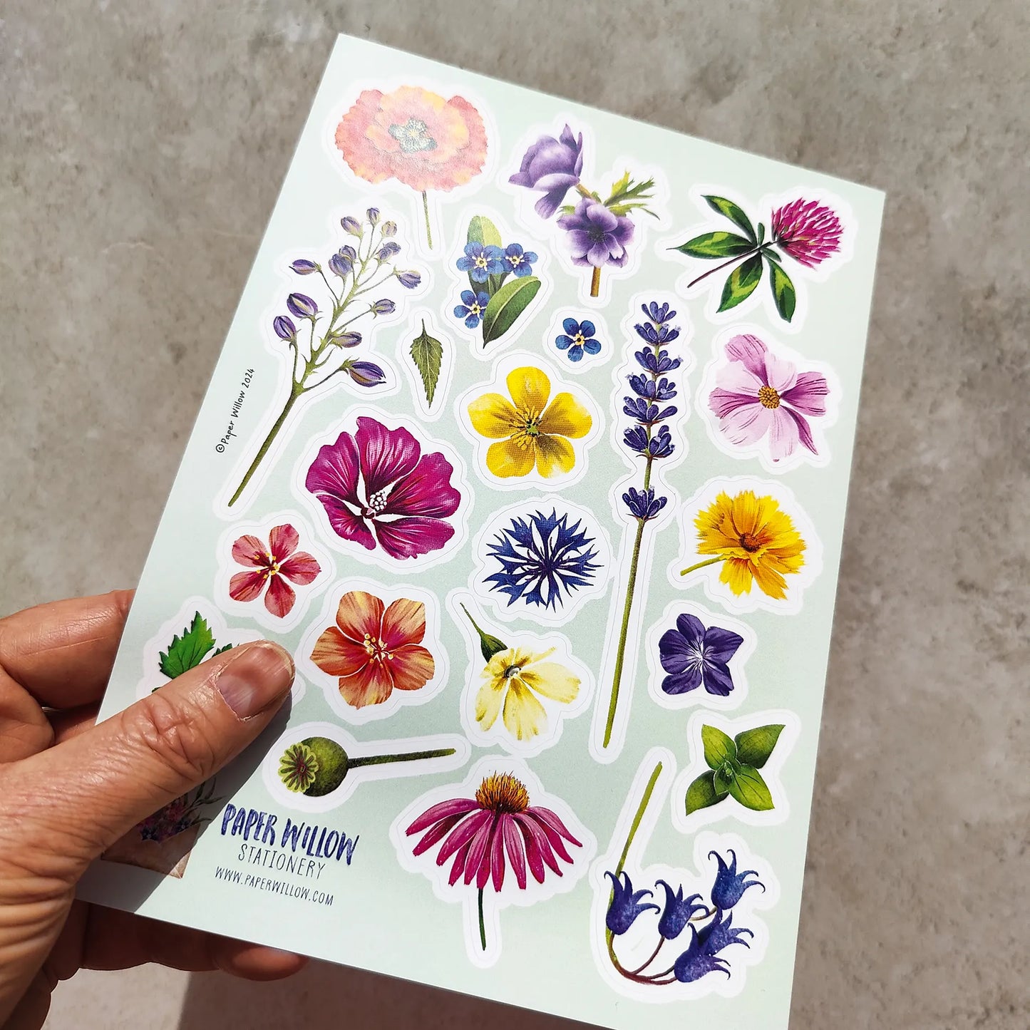 Colourful Flowers A5 Vinyl Sticker Sheet