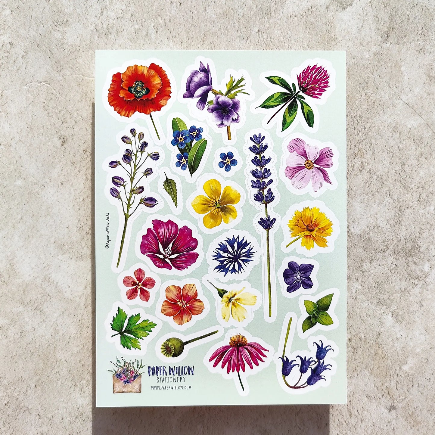 Colourful Flowers A5 Vinyl Sticker Sheet