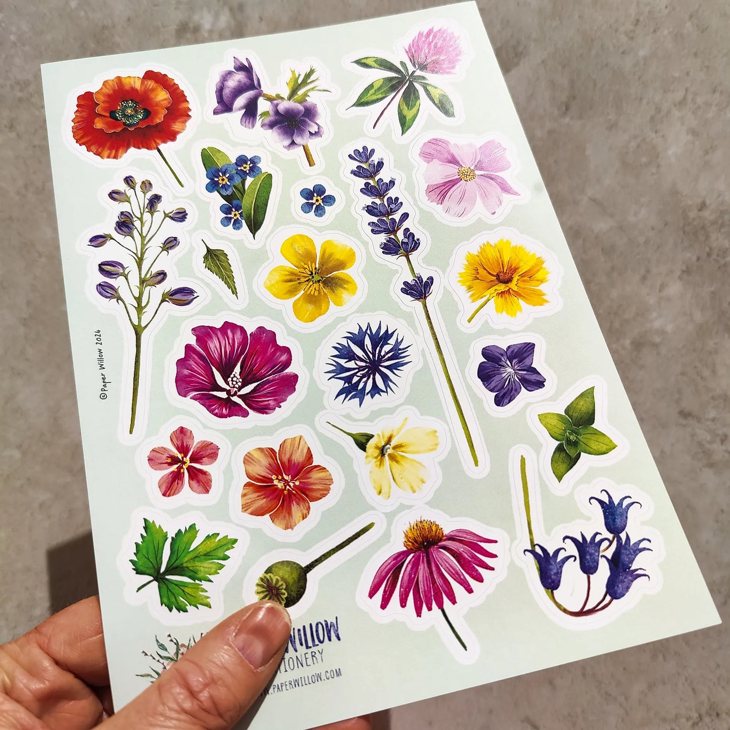 Colourful Flowers A5 Vinyl Sticker Sheet