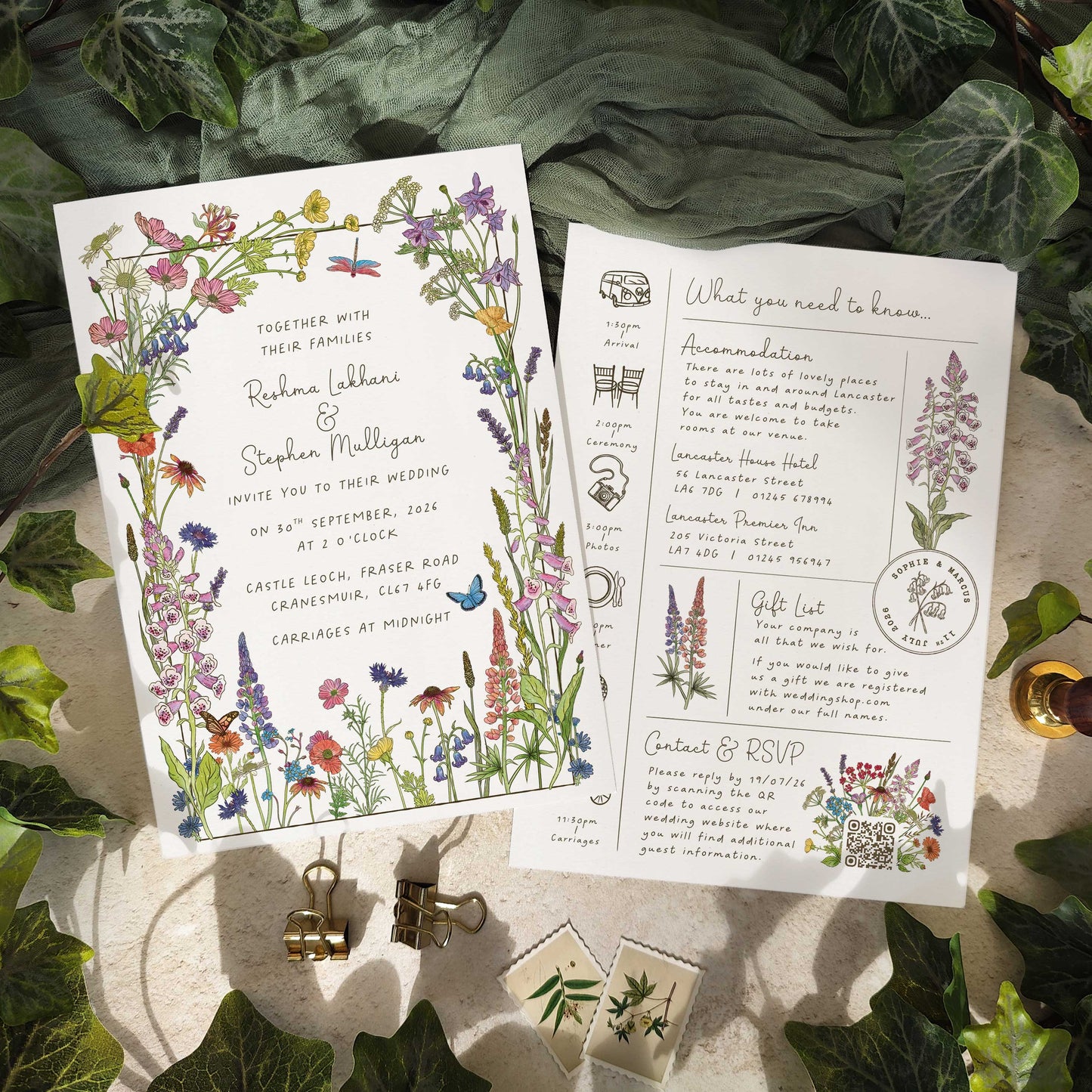 Cottage Garden Wildflower Wedding Invitation