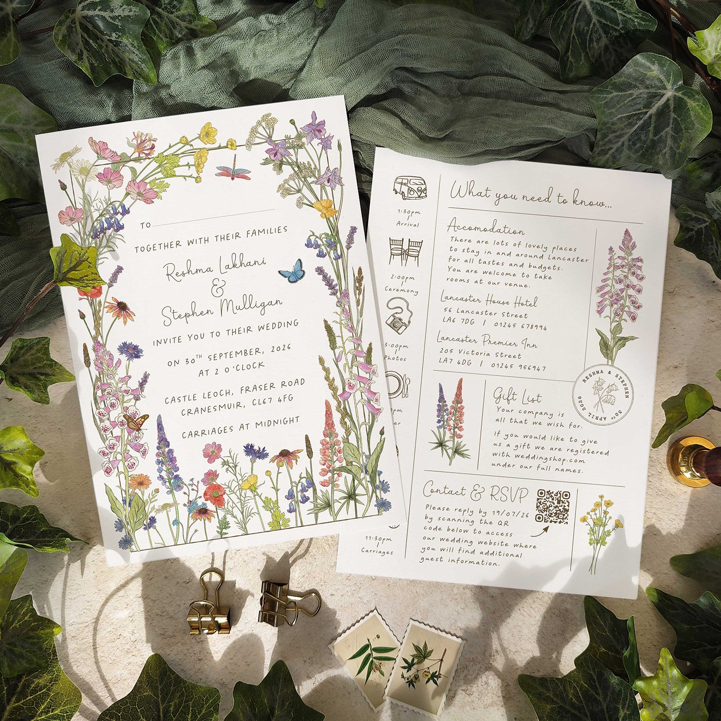Cottage Garden Wildflower Wedding Invitation