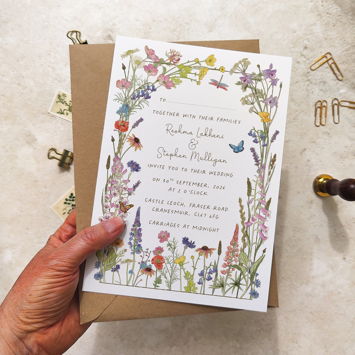 Cottage Garden Wildflower Wedding Invitation