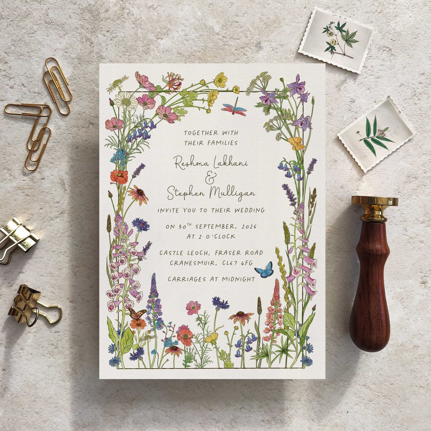 Cottage Garden Wildflower Wedding Invitation
