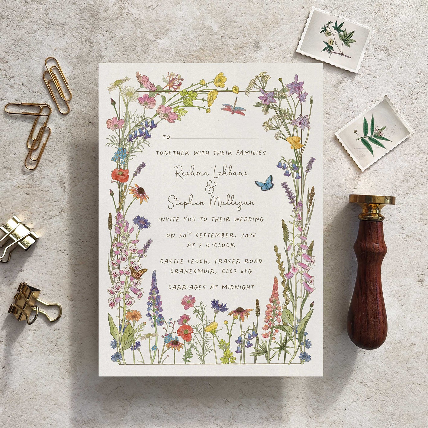 Cottage Garden Wildflower Wedding Invitation