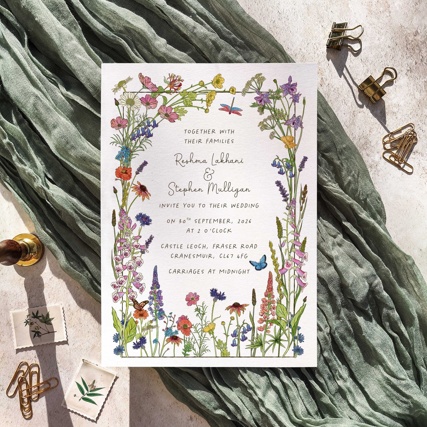 Cottage Garden Wildflower Wedding Invitation