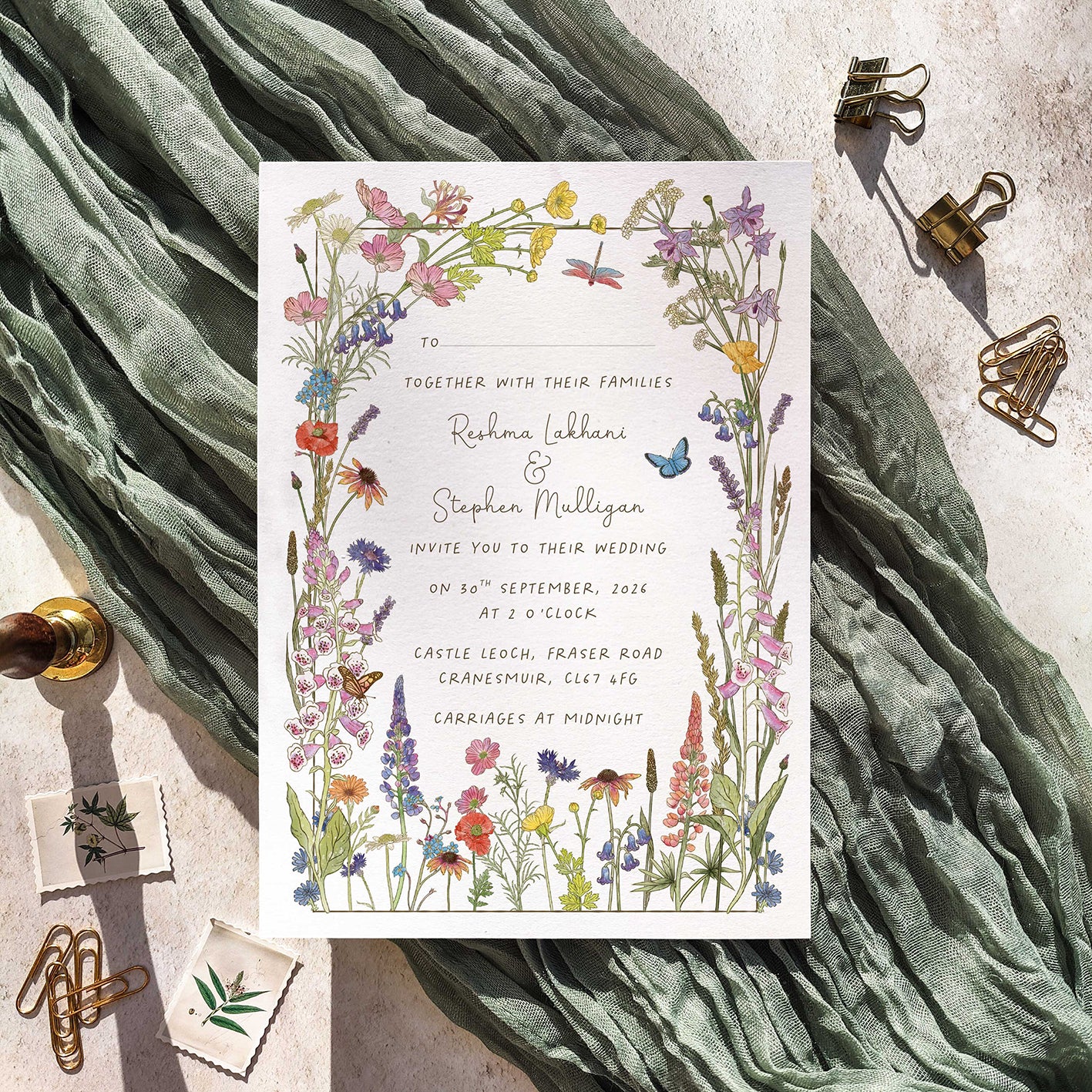 Cottage Garden Wildflower Wedding Invitation