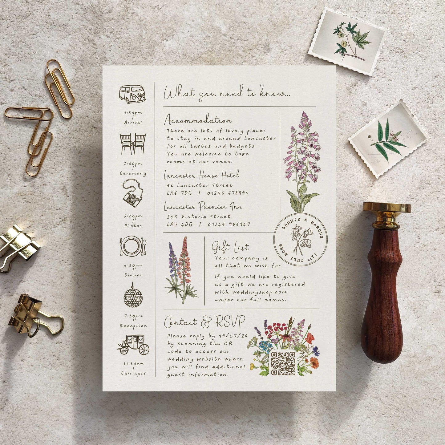 Cottage Garden Wildflower Wedding Invitation