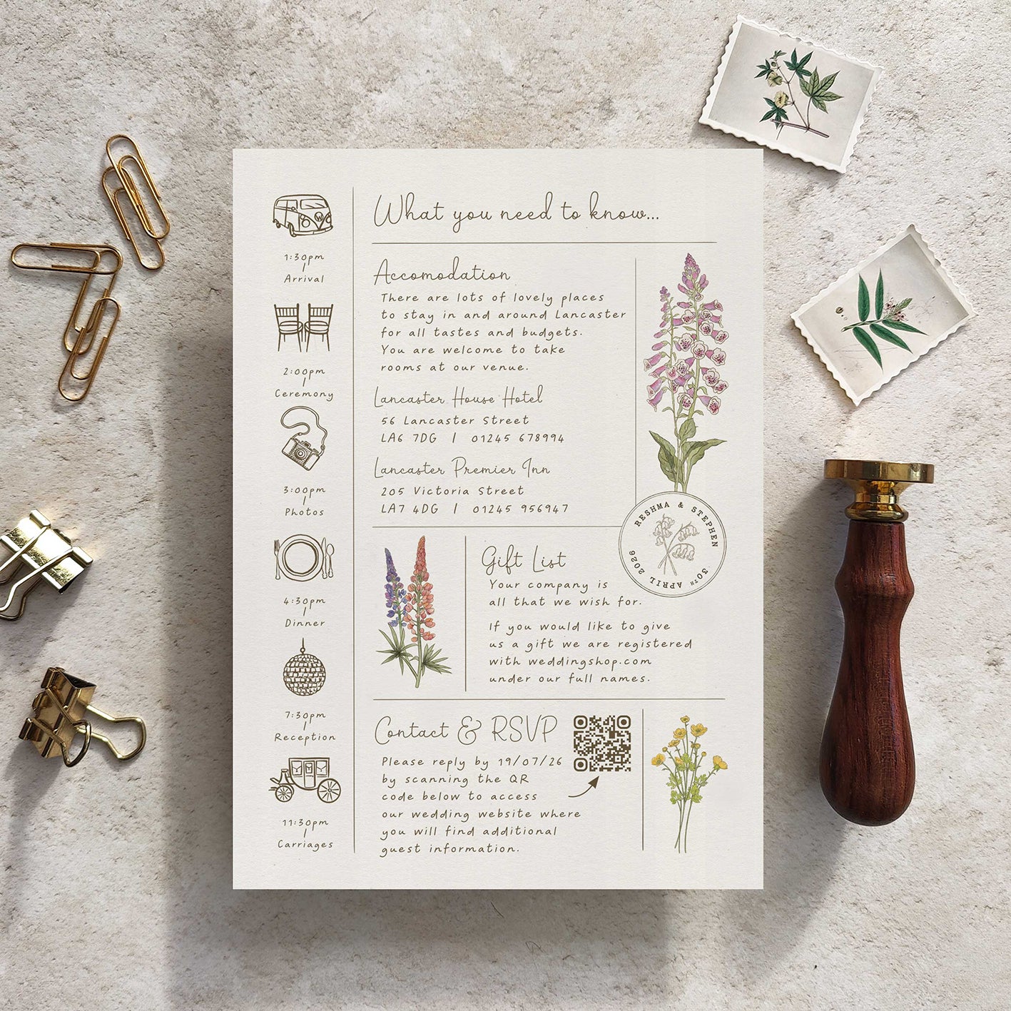 Cottage Garden Wildflower Wedding Invitation