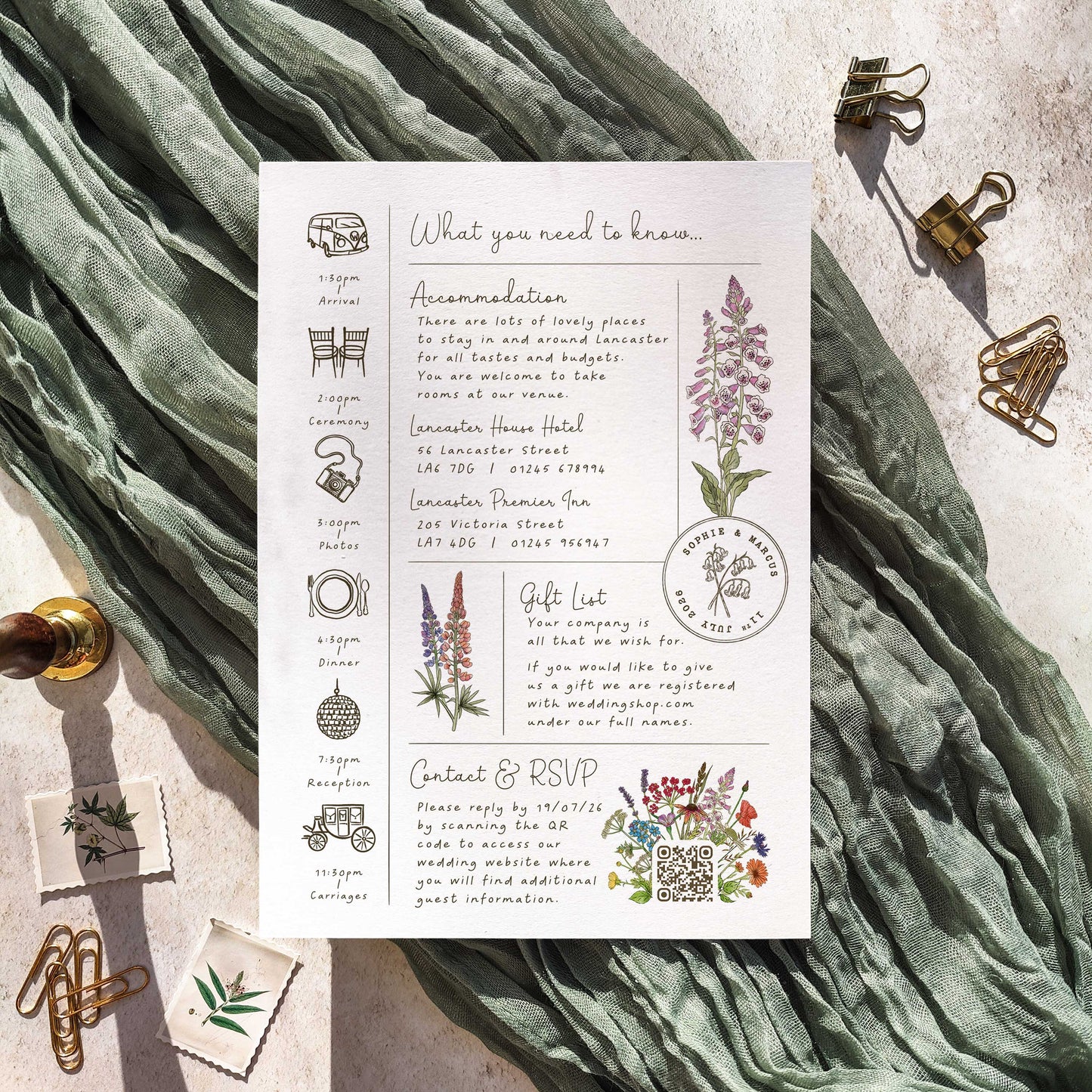Cottage Garden Wildflower Wedding Invitation
