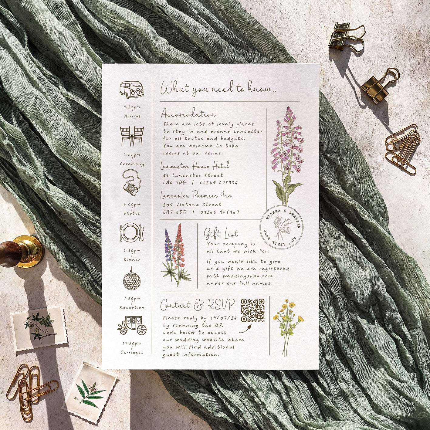 Cottage Garden Wildflower Wedding Invitation