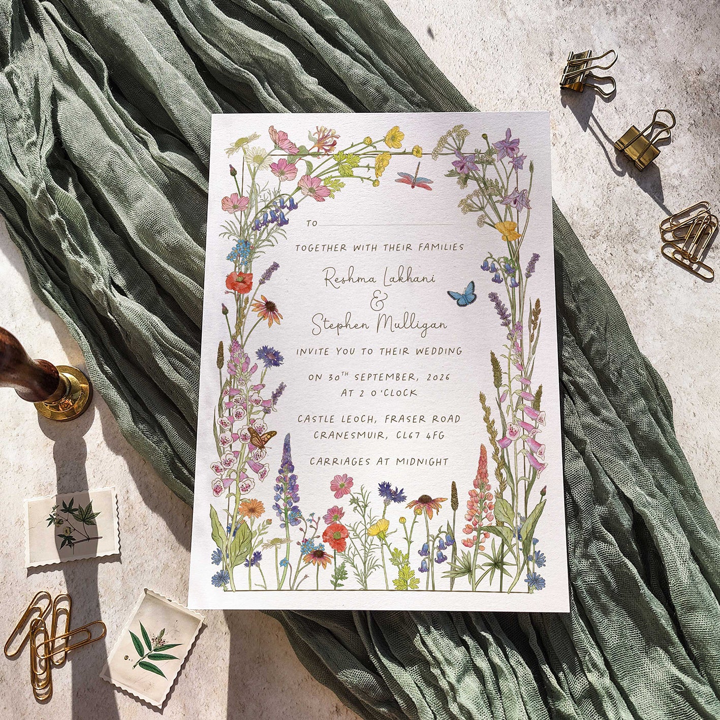 Cottage Garden Wildflower Wedding Invitation