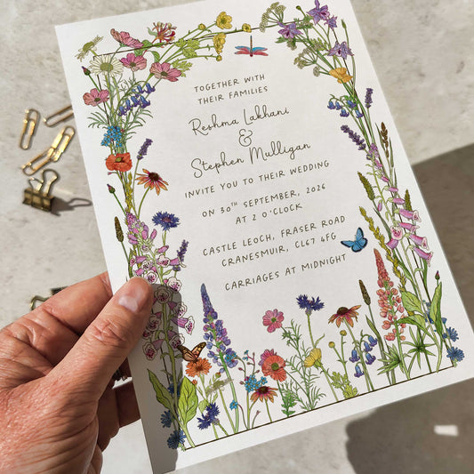 Cottage Garden Wildflower Wedding Invitation