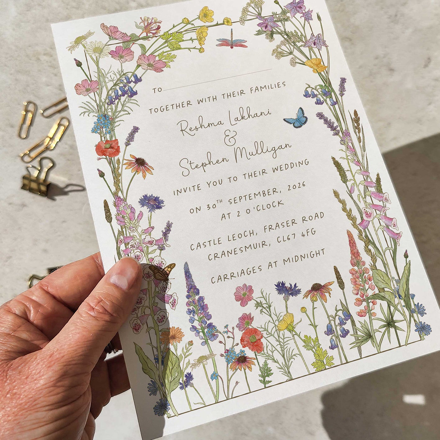 Cottage Garden Wildflower Wedding Invitation