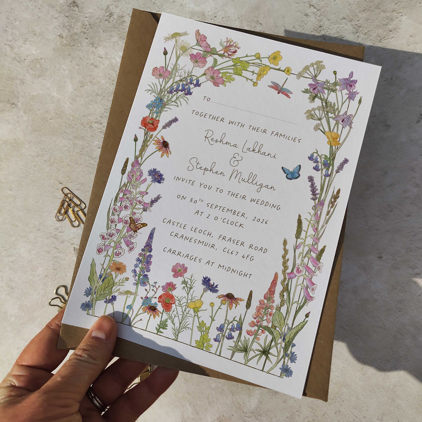 Cottage Garden Wildflower Wedding Invitation