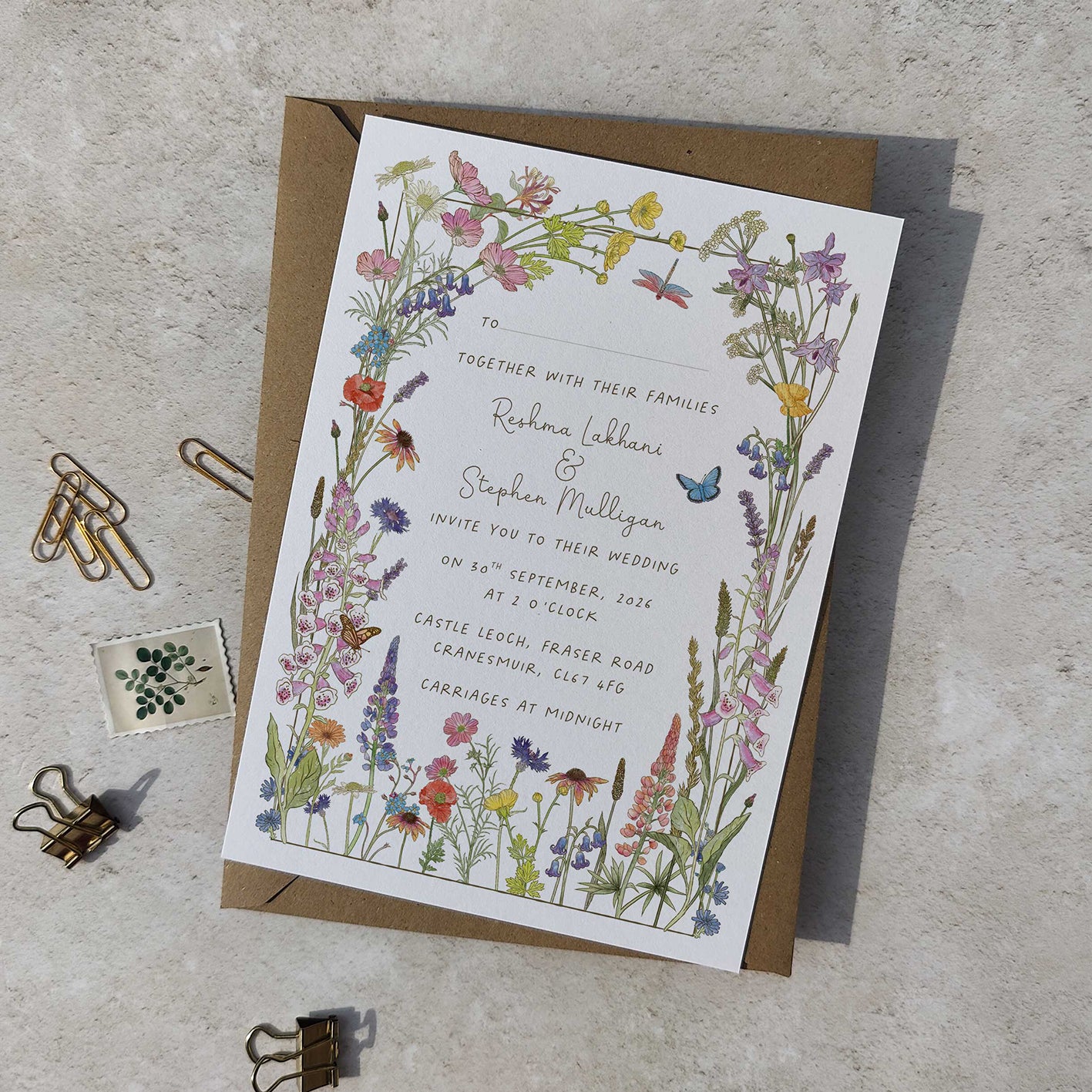 Cottage Garden Wildflower Wedding Invitation