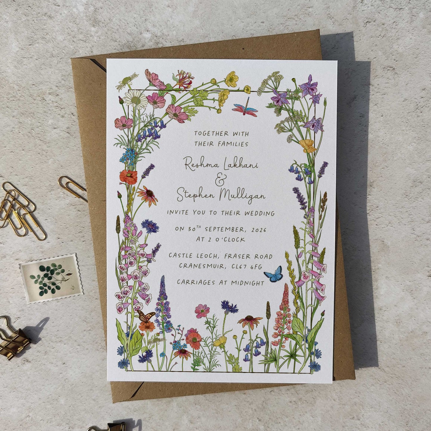 Cottage Garden Wildflower Wedding Invitation
