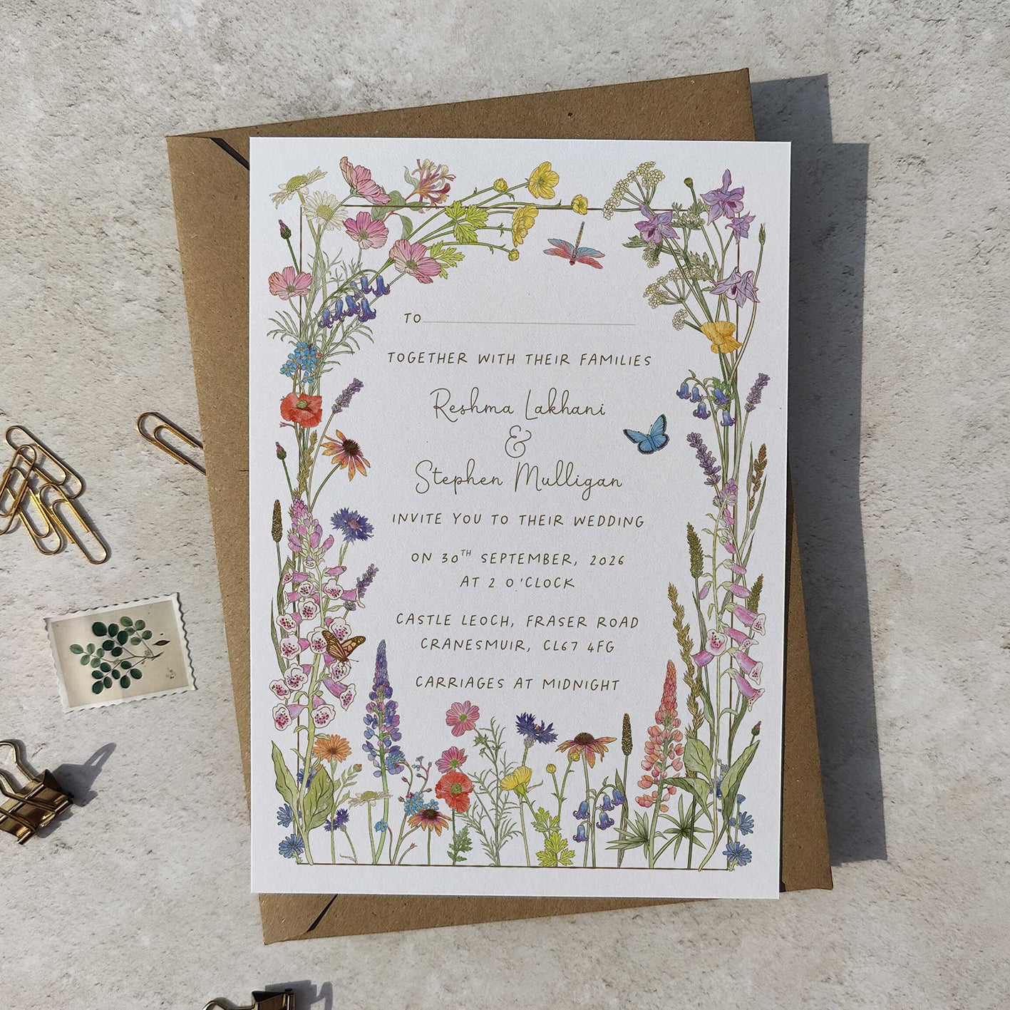 Cottage Garden Wildflower Wedding Invitation