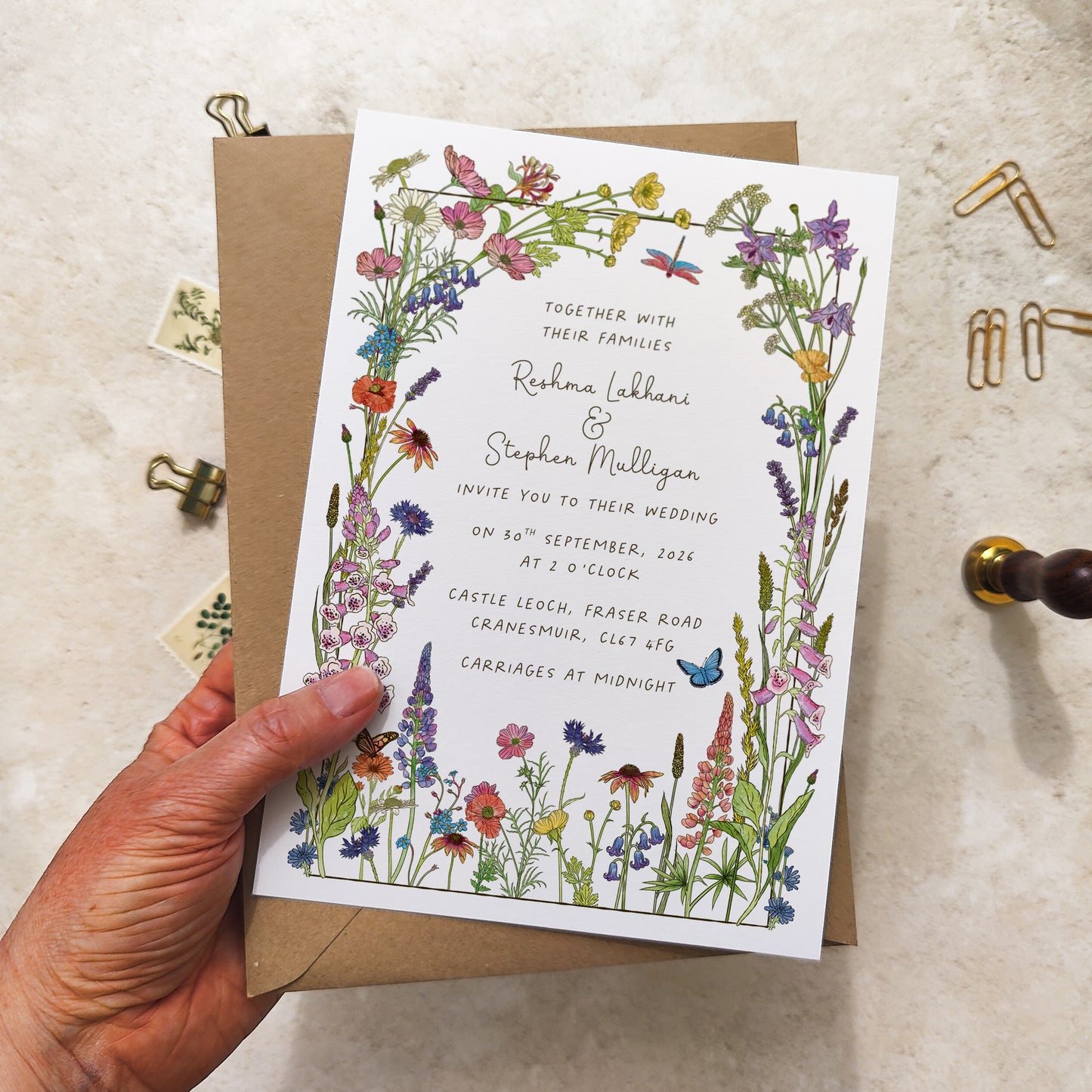 Cottage Garden Wildflower Wedding Invitation