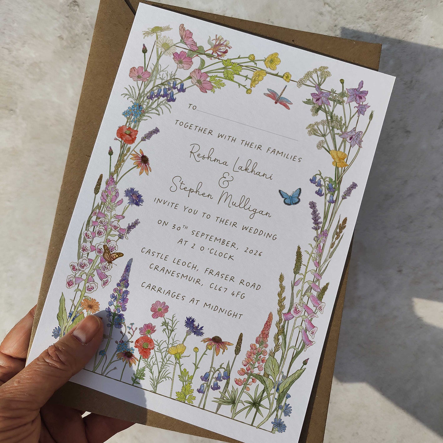 Cottage Garden Wildflower Wedding Invitation
