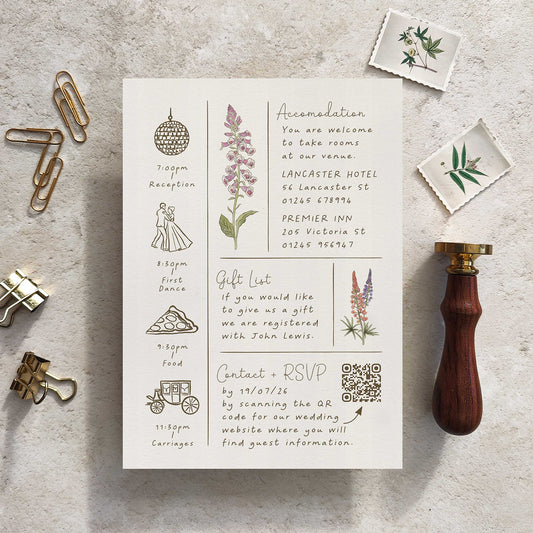 Cottage Garden Wildflowers Evening Wedding Invitation