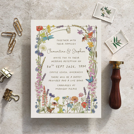 Cottage Garden Wildflowers Evening Wedding Invitation