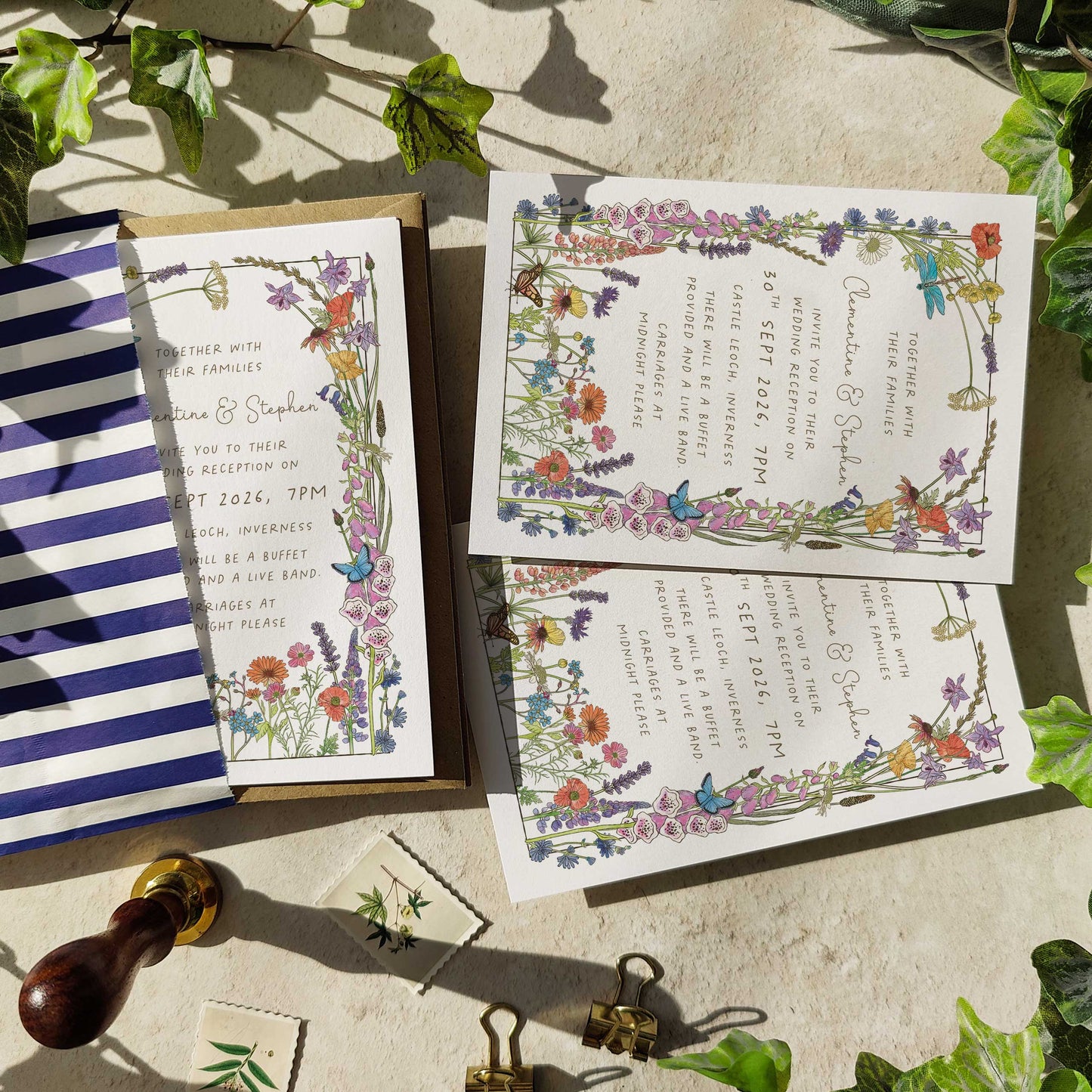 Cottage Garden Wildflowers Evening Wedding Invitation
