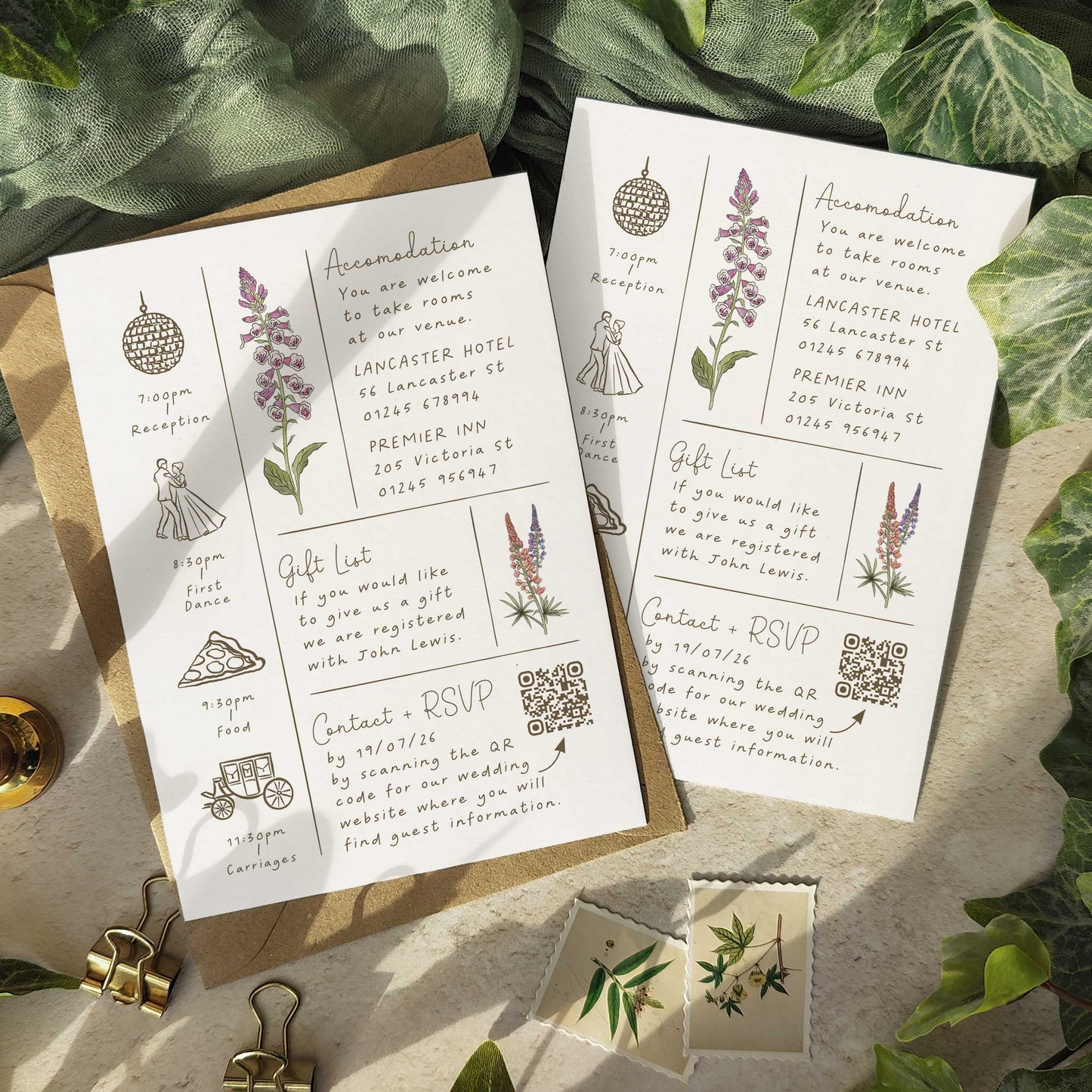 Cottage Garden Wildflowers Evening Wedding Invitation