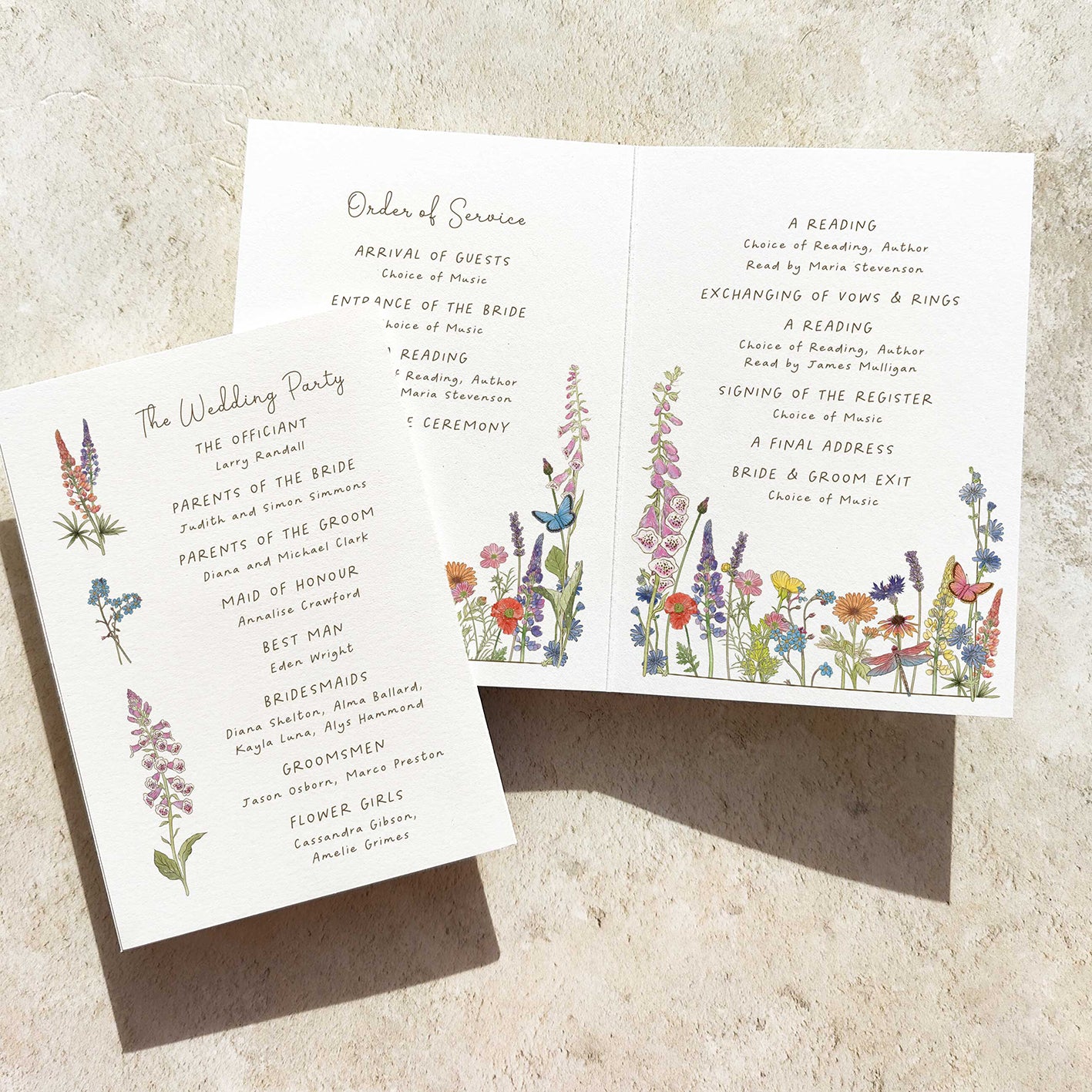 Cottage Garden Folded Order of Service Card