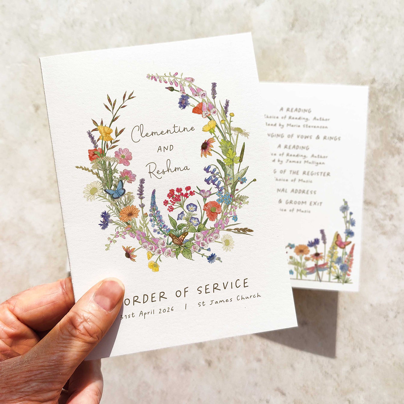 Cottage Garden Folded Order of Service Card