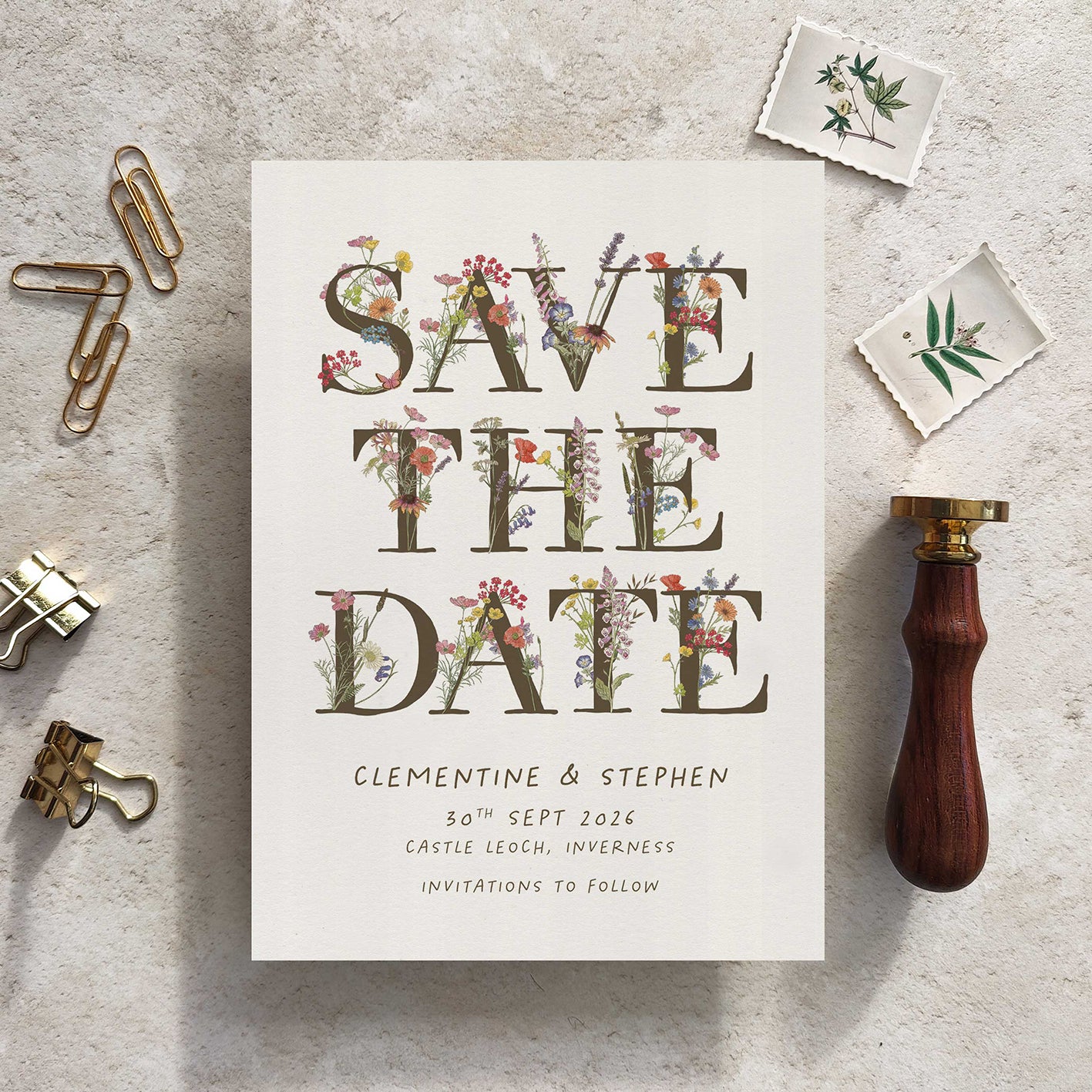 Cottage Garden Wildflowers Save The Date Card