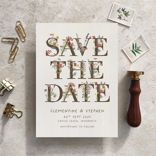 Cottage Garden Wildflowers Save The Date Card