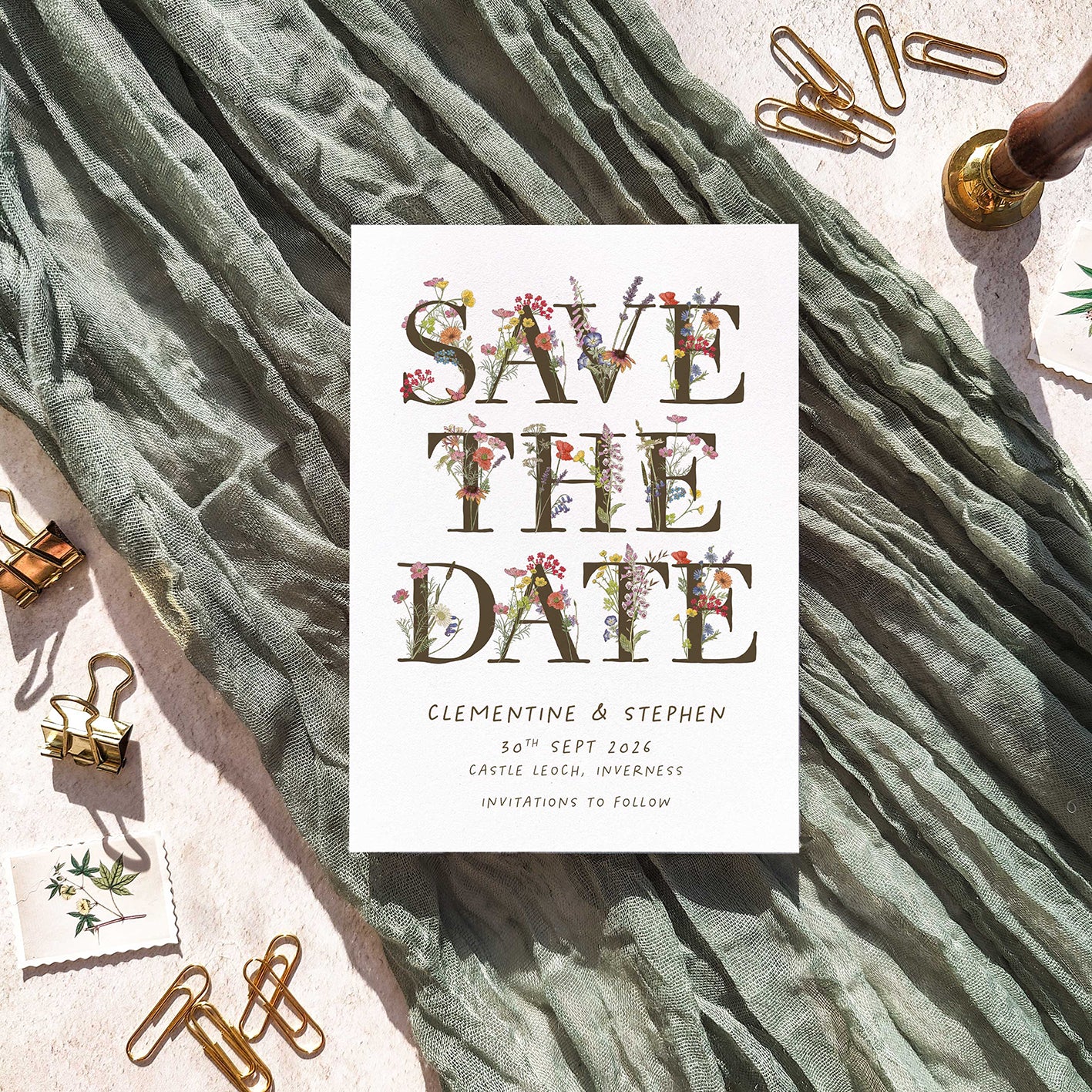 Cottage Garden Wildflowers Save The Date Card