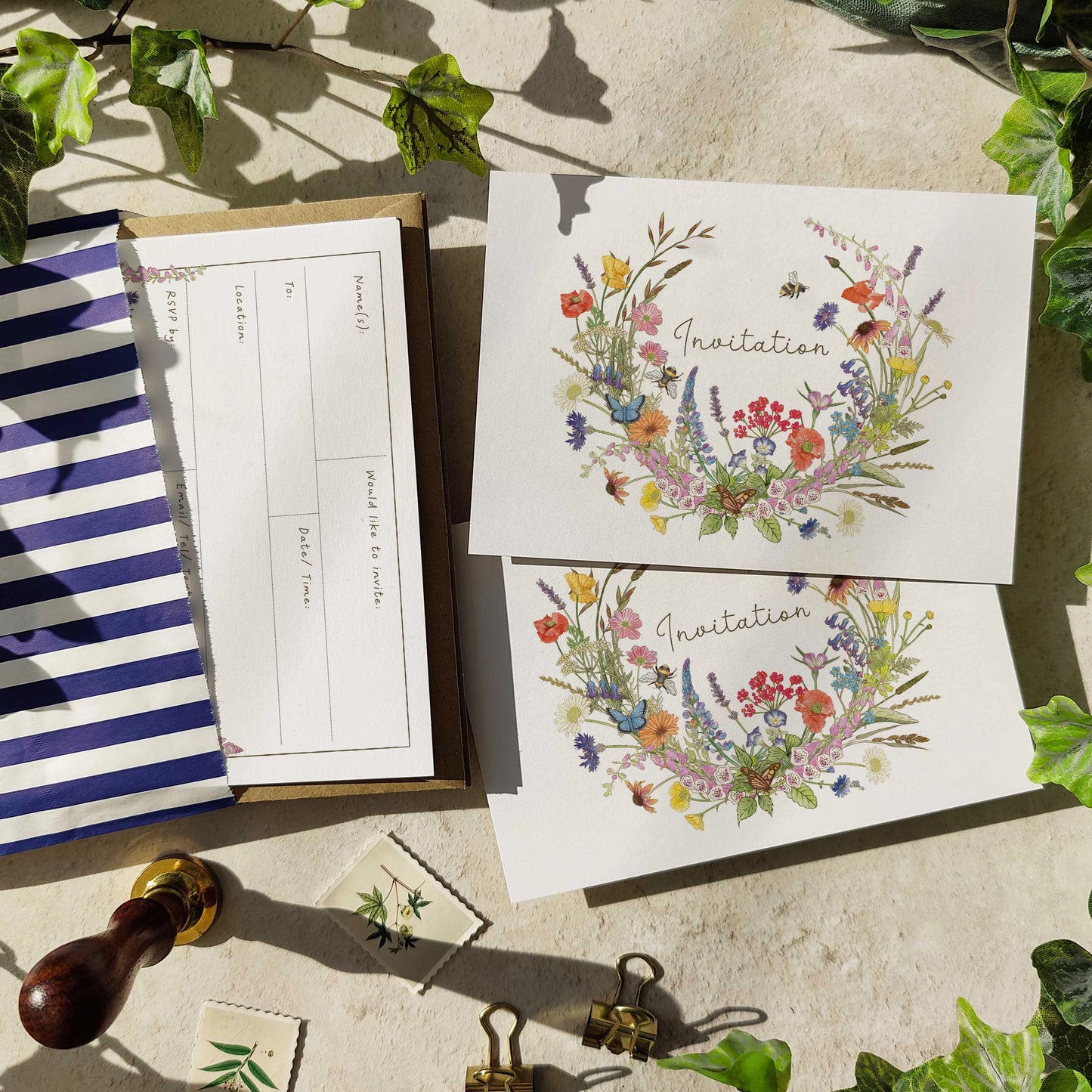 10 x Cottage Garden Wildflowers Ready To Write Invitations