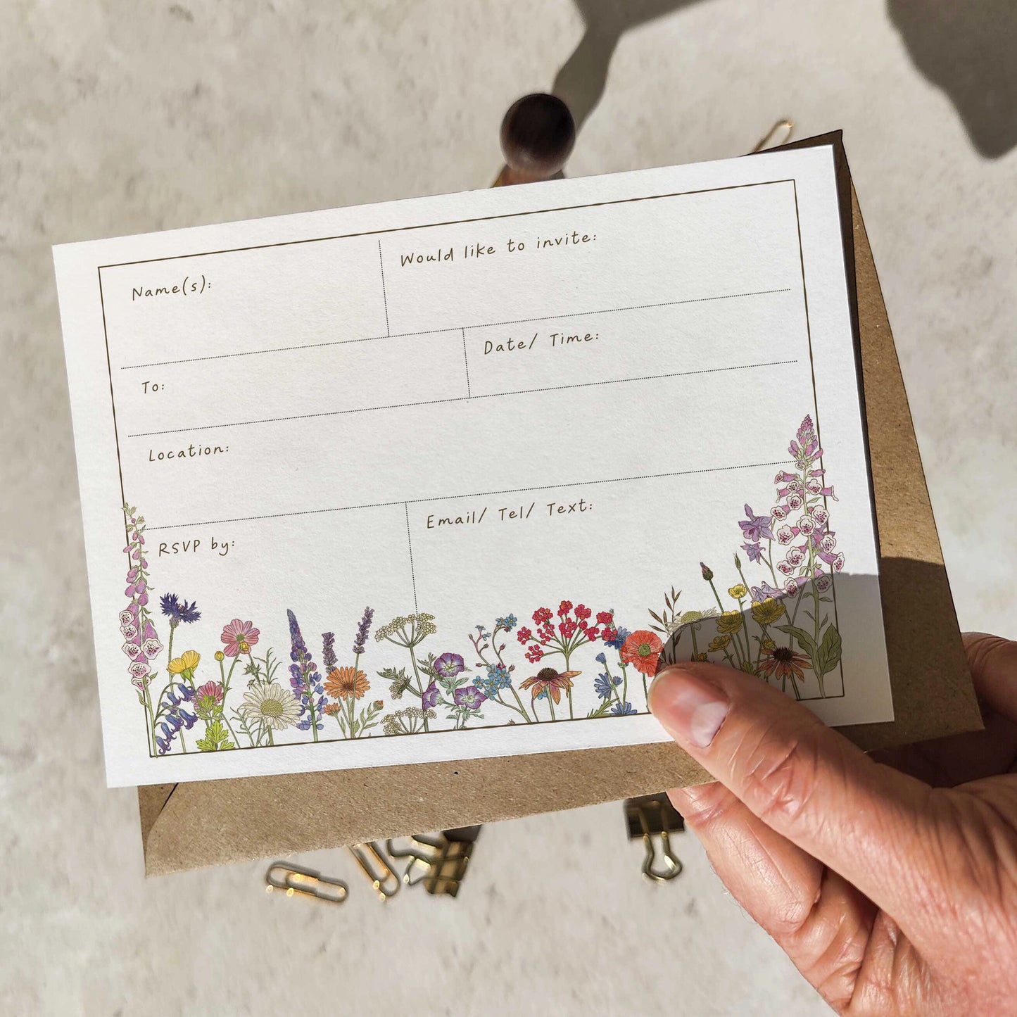 10 x Cottage Garden Wildflowers Ready To Write Invitations