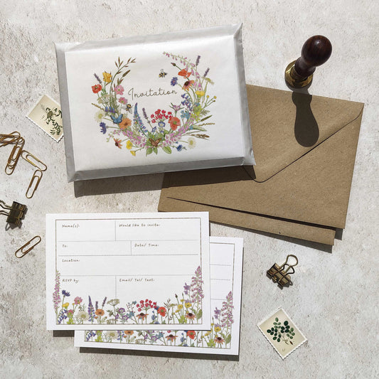10 x Cottage Garden Wildflowers Ready To Write Invitations