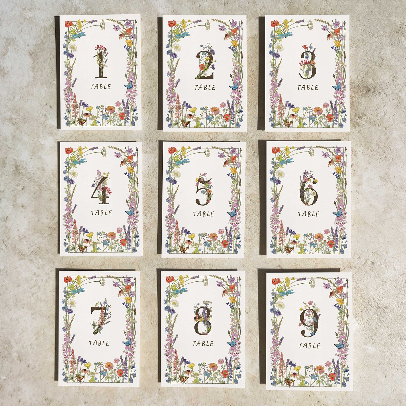 Cottage Garden Wildflower Table Number Card