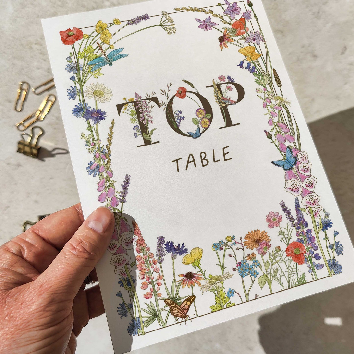 Cottage Garden Wildflower Table Number Card
