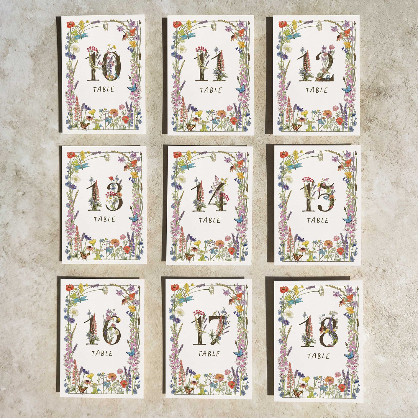Cottage Garden Wildflower Table Number Card