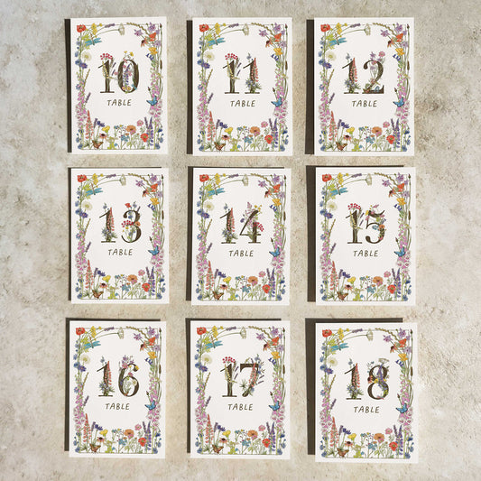 Cottage Garden Wildflower Table Number Card