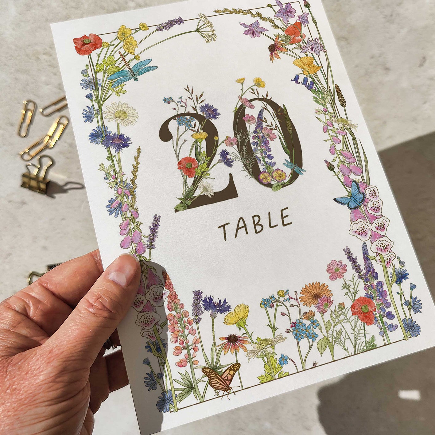 Cottage Garden Wildflower Table Number Card