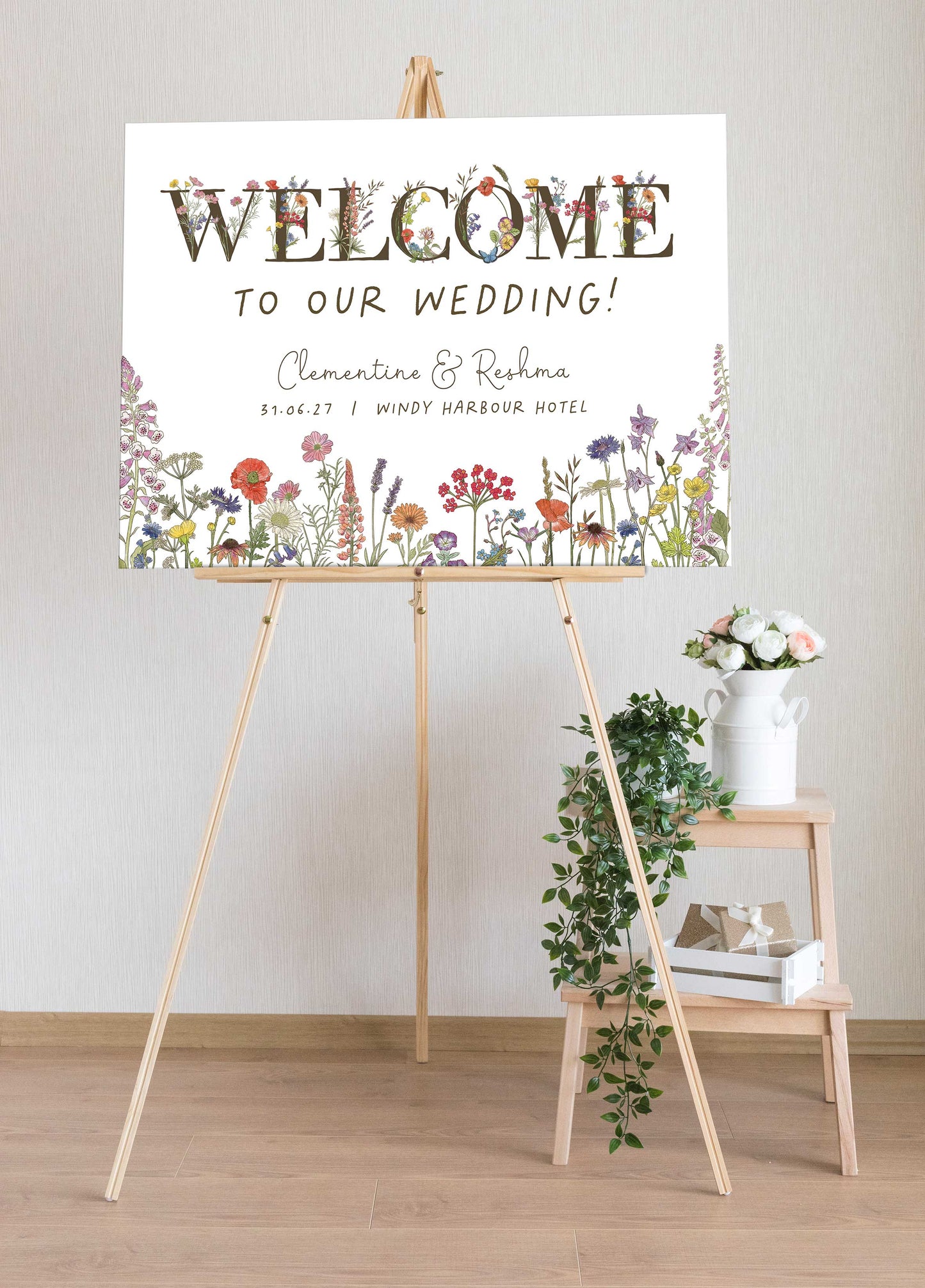 Cottage Garden Wildflower Letters Welcome Sign