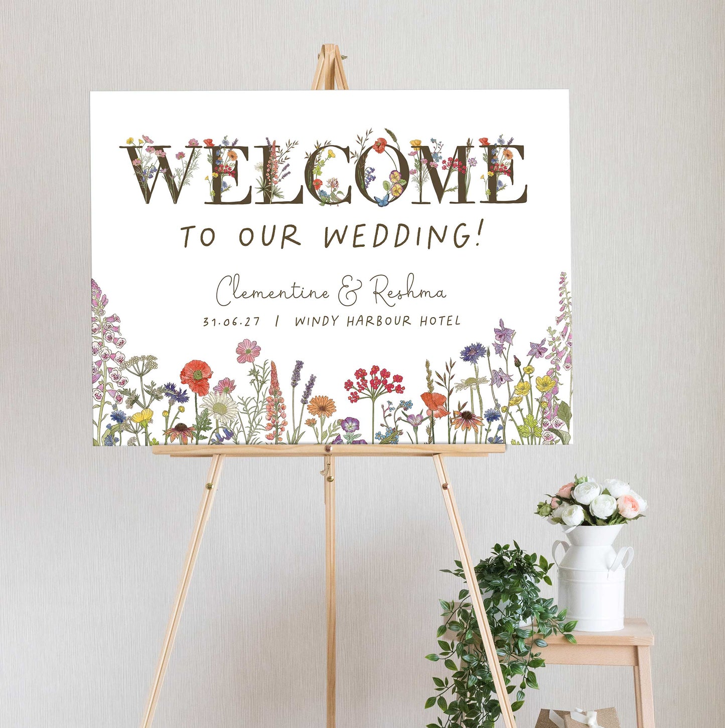 Cottage Garden Wildflower Letters Welcome Sign